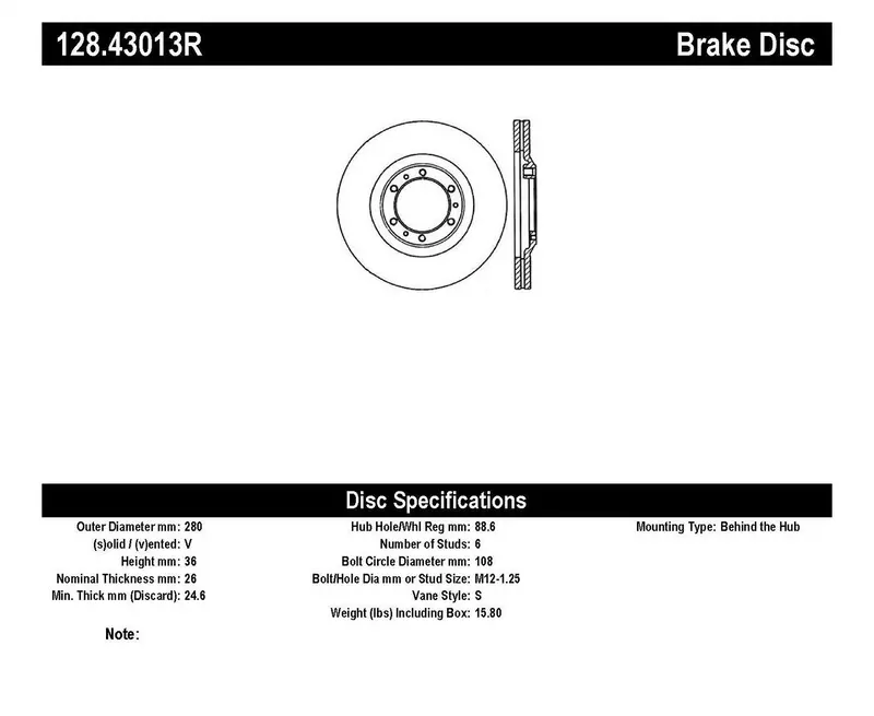 Stoptech 128.43013R Front Right Cross-Drilled Sport Brake Rotor 1