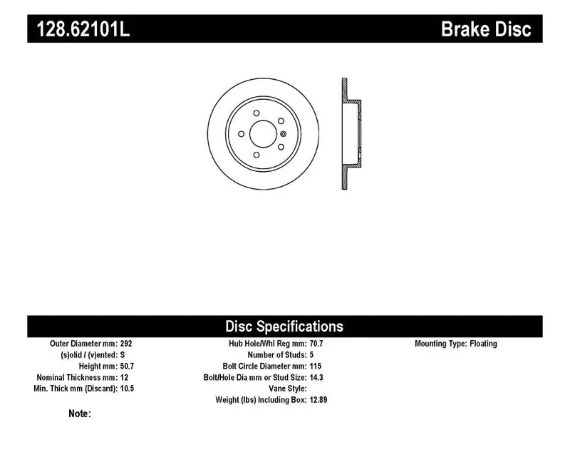 Stoptech 128.62101L Rear Left Sport Cross-Drilled Brake Rotor 1