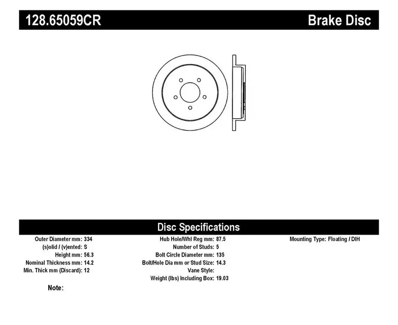 Stoptech 128.65059Cr Stoptech Sport Cryo Cross Drilled Brake Rotor; Rear Right 1