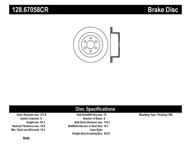 Stoptech 128.67058Cr Cryo-Treated Rear Right Brake Rotor – Cross-Drilled For Performance 1