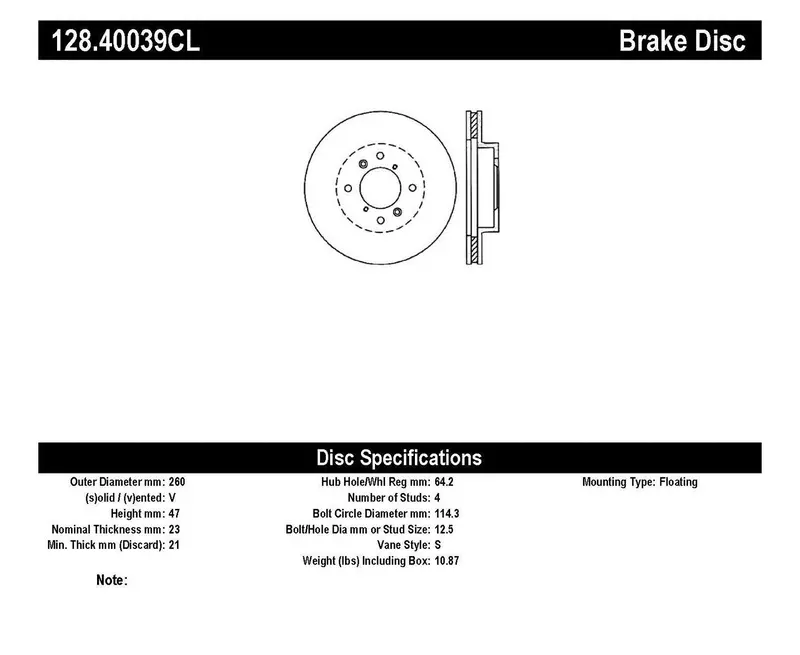 Stoptech Sport Cryo-Treated Cross-Drilled Front Left Brake Rotor (Model 128.40039Cl) 1